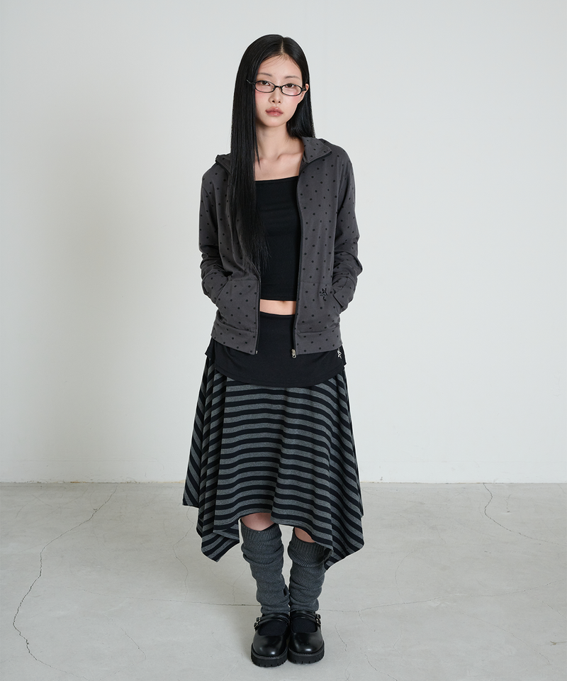 STRIPE SYMBOL UNBALANCED SKIRT