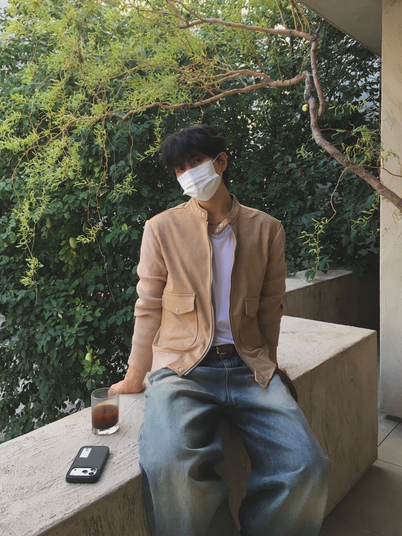 Brick Suede Sleeve Knit Jacket 2C