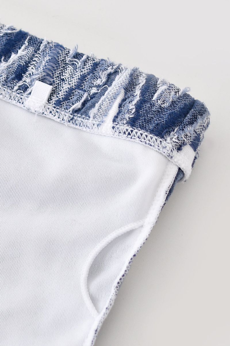 Denim jacquard cap tube top (navy)