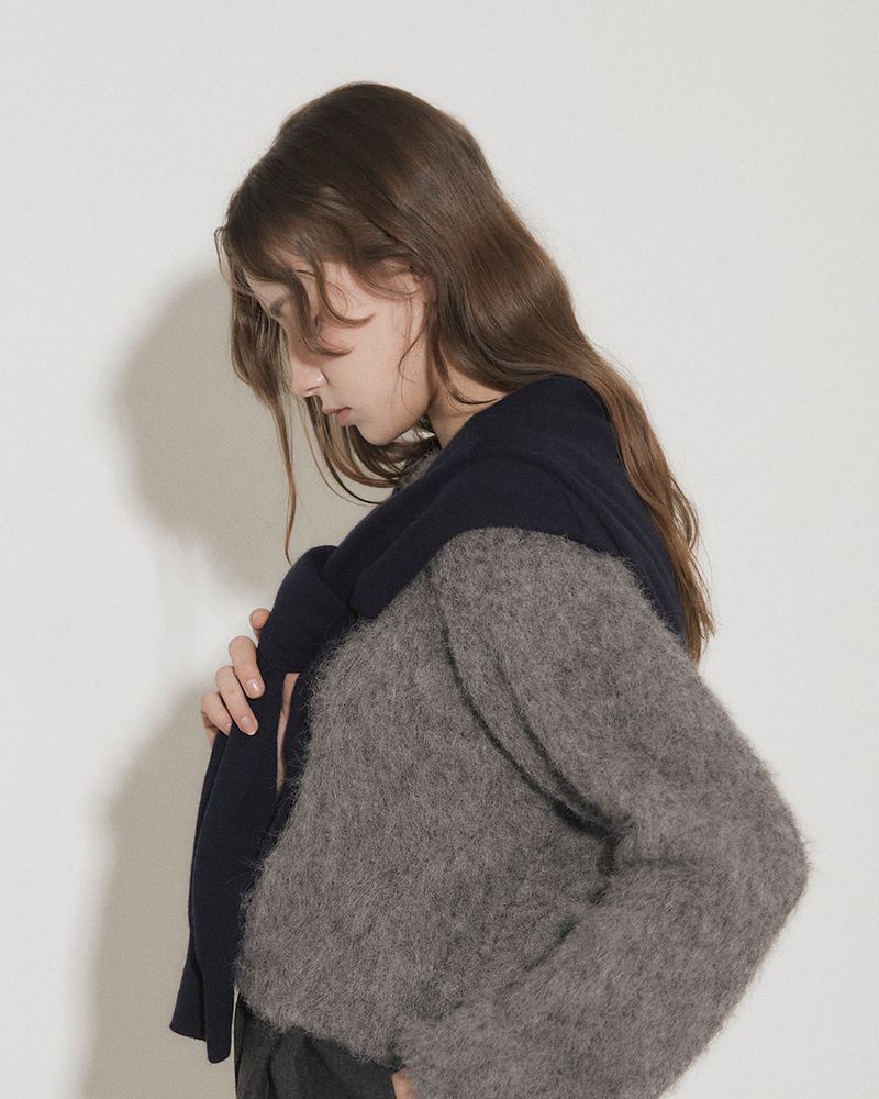 CASHMERE COLLARED CARDIGAN [NAVY]
