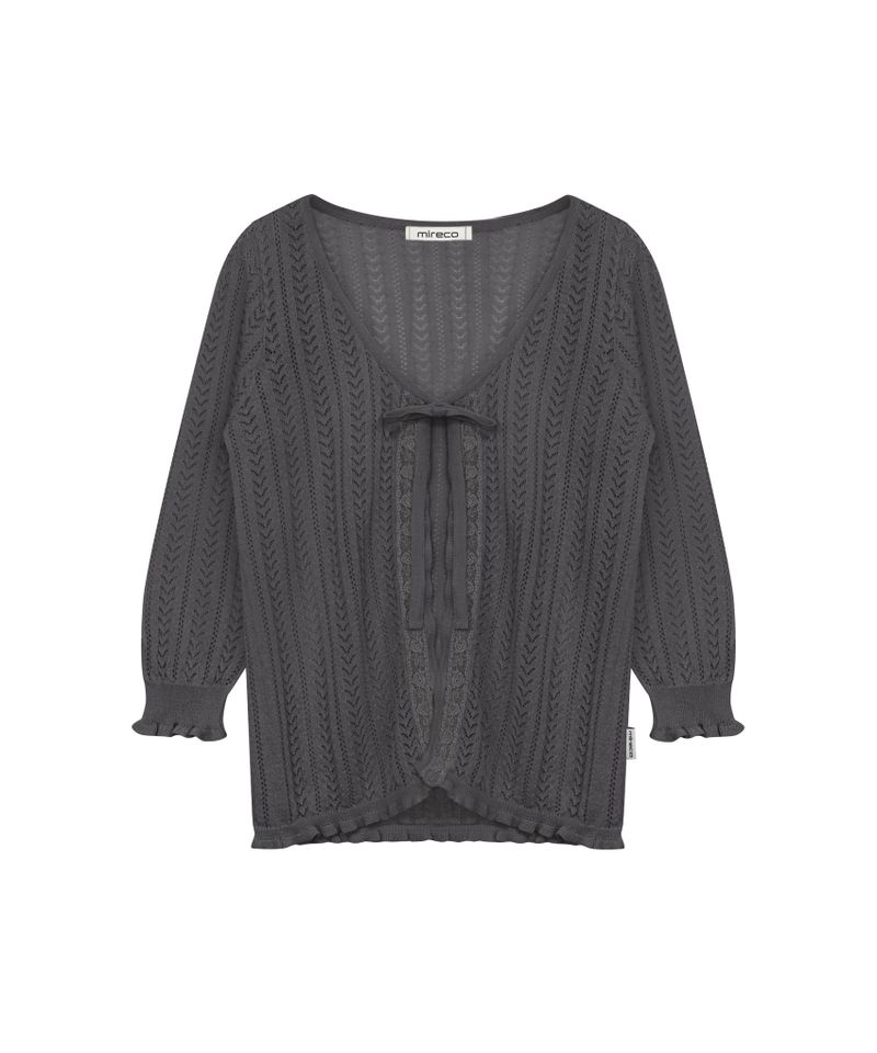 3/4 LACE KNIT CARDIGAN CHARCOAL