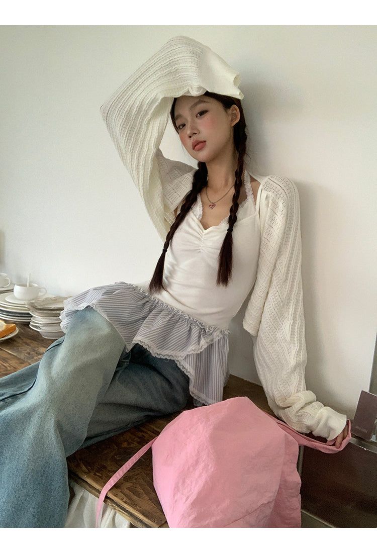 Air conditioner loose fit bolero cardigan