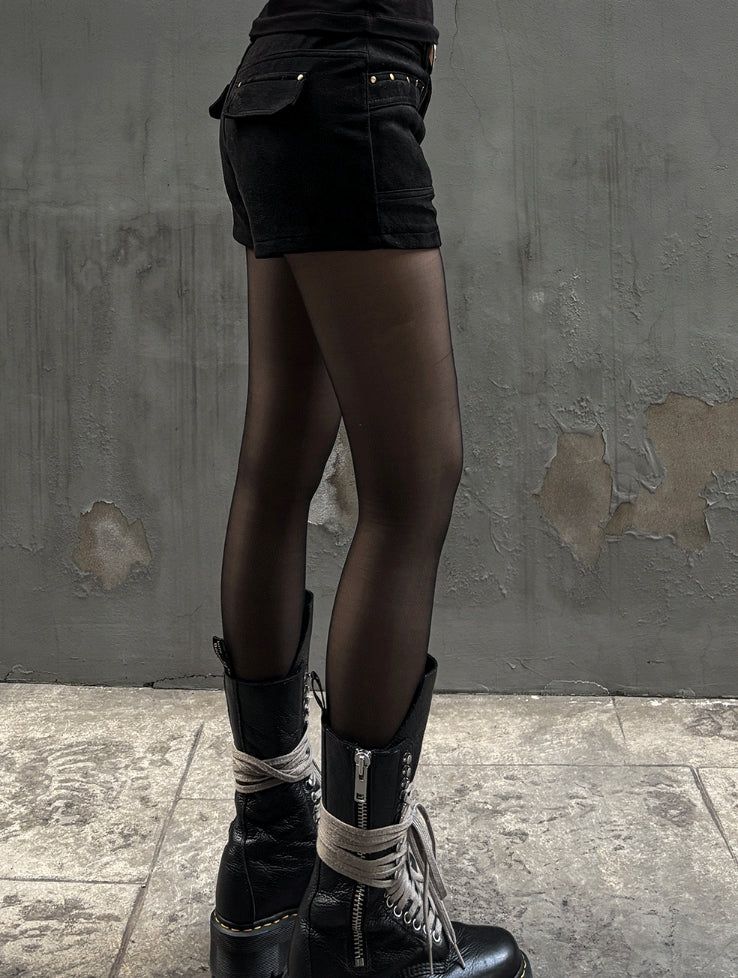 [Belt set] Rivet Suede Shorts