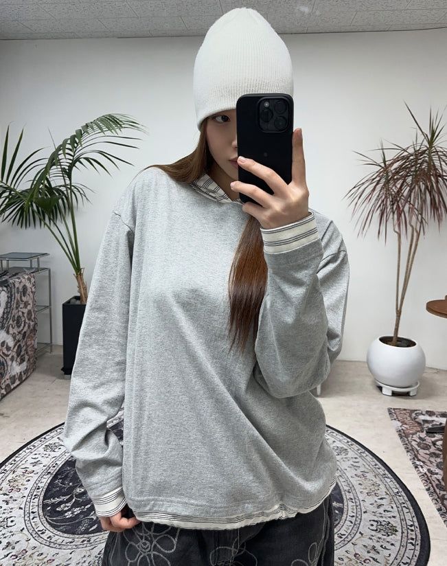 SATIIIZ（サティーズ）の「Aaron layered hoodie（Tops）」