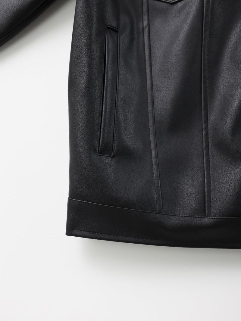 LMN Rivet Tracker Short Leather Jacket (black)