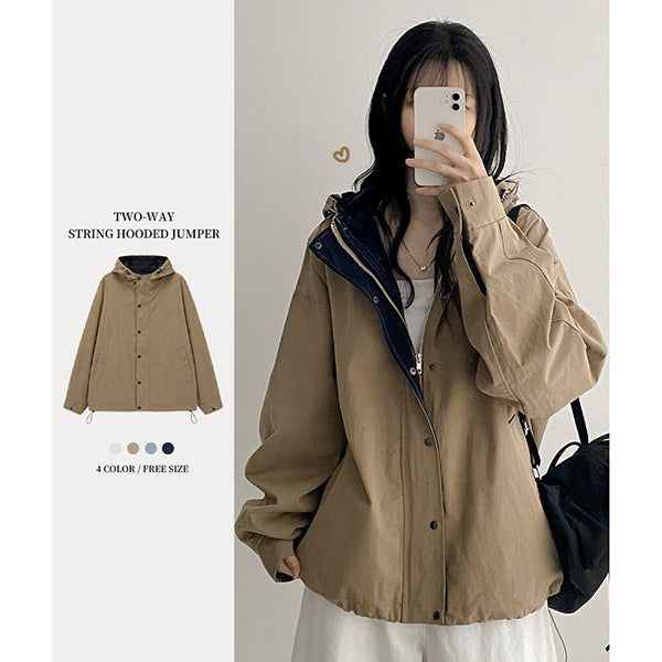 hijjoo（ハイチュー）の「Bitt Two-Way String High-Neck Hooded Field Jacket Jumper (4 colors)（Jackets/Outerwear）」