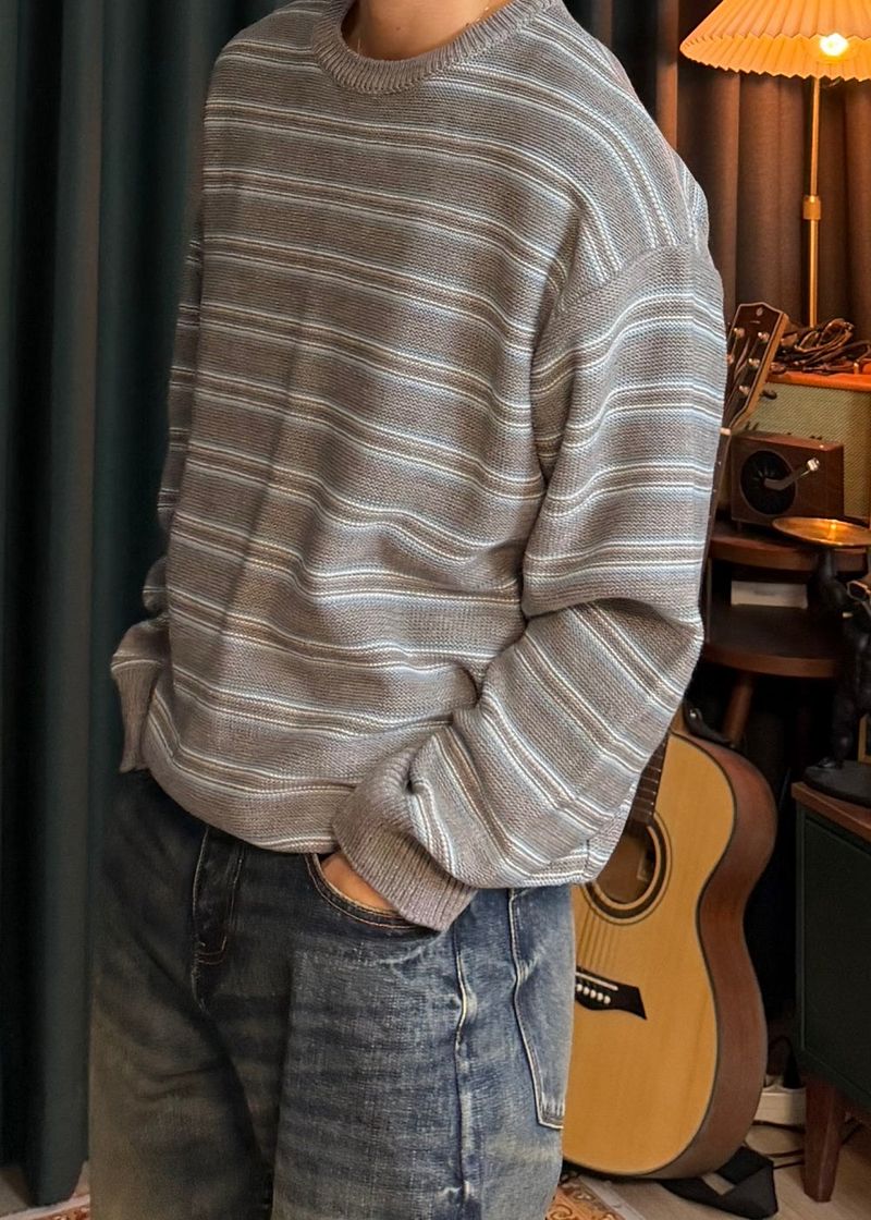 Reverse stripe knit 2COLOR