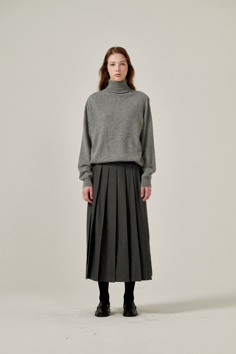 Cashmere turtle neck knit (Grey)