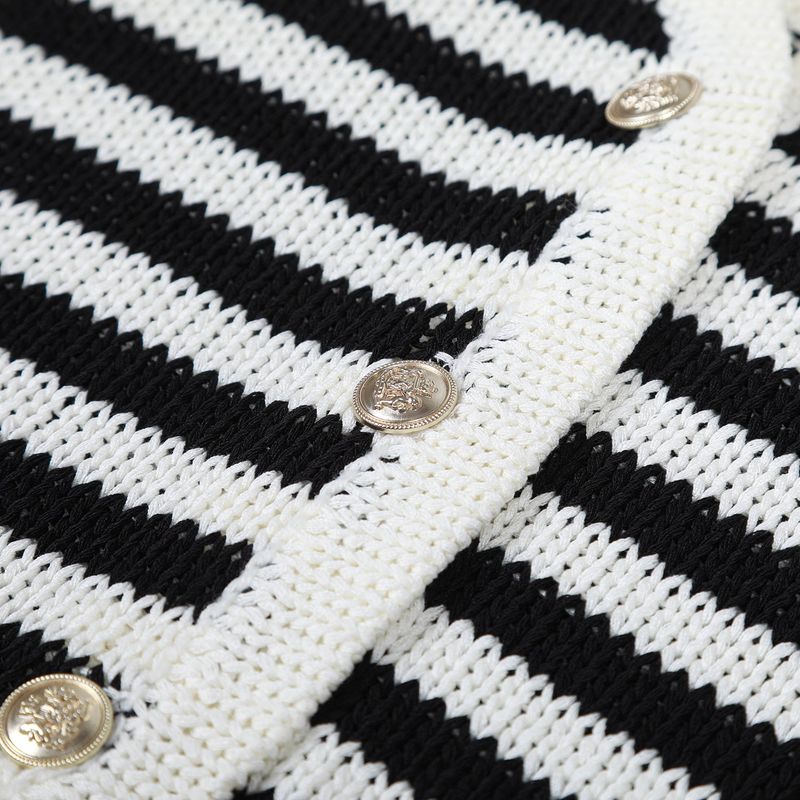 Marine stripe knit vest cardigan (BLACK)