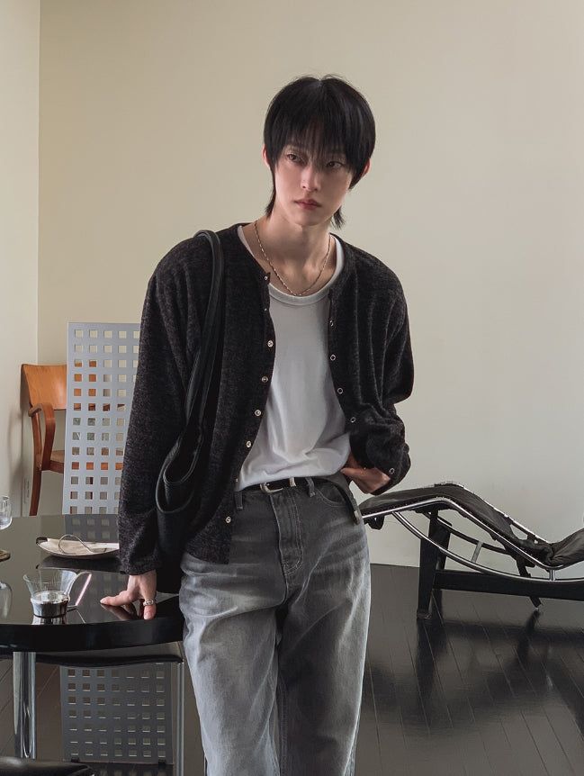 Nova Crop Heathered Round Cardigan