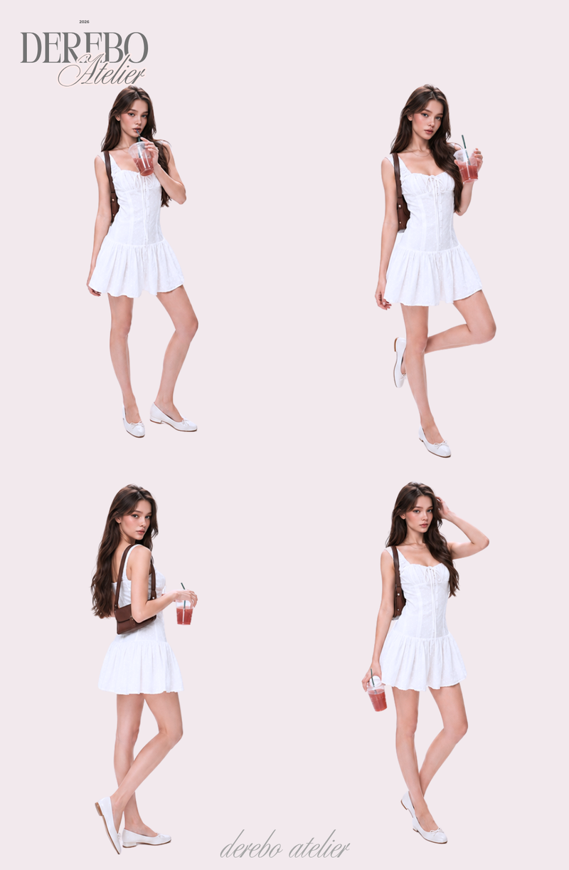 White Bustier Punching Dress Set