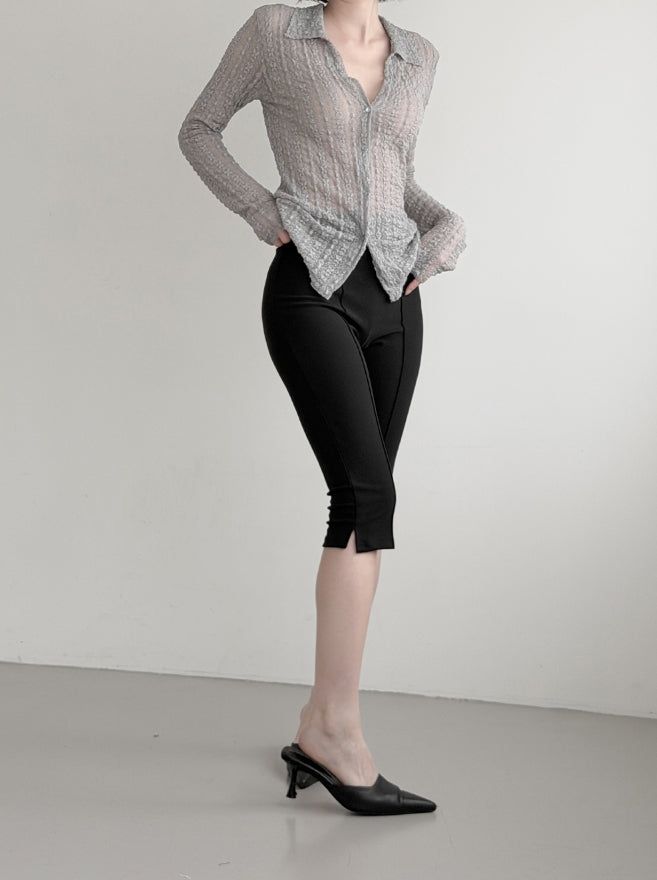 Lay See-through Embossed Lace Cardigan