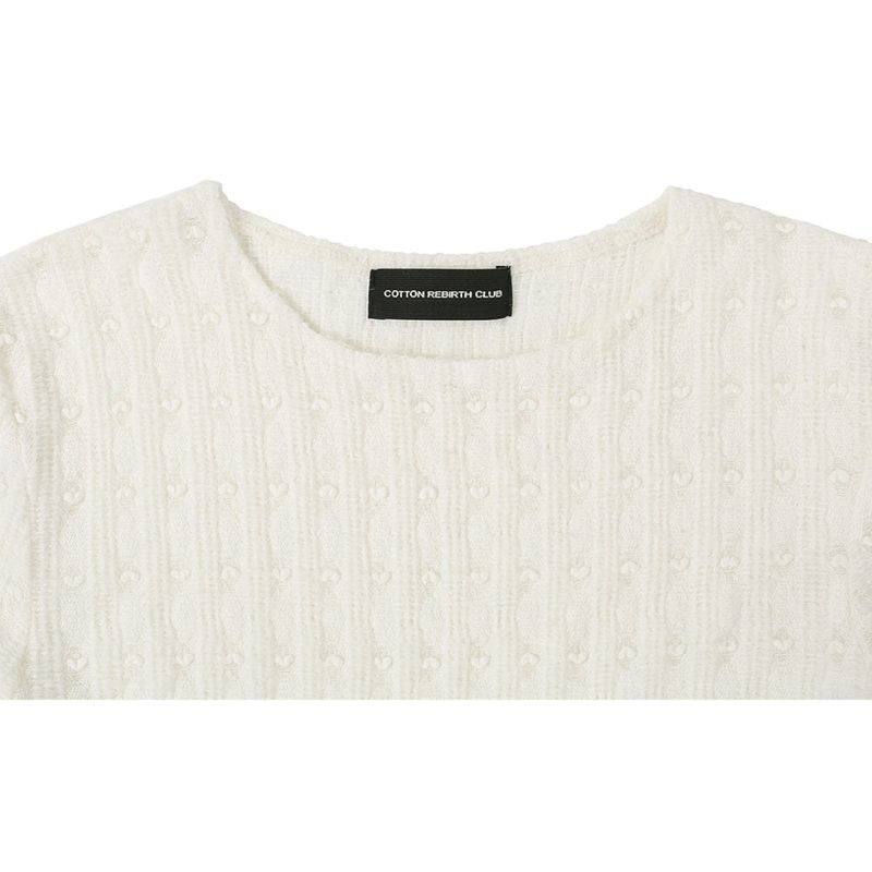 レースフリルロングスリーブTシャツ (アイボリー)