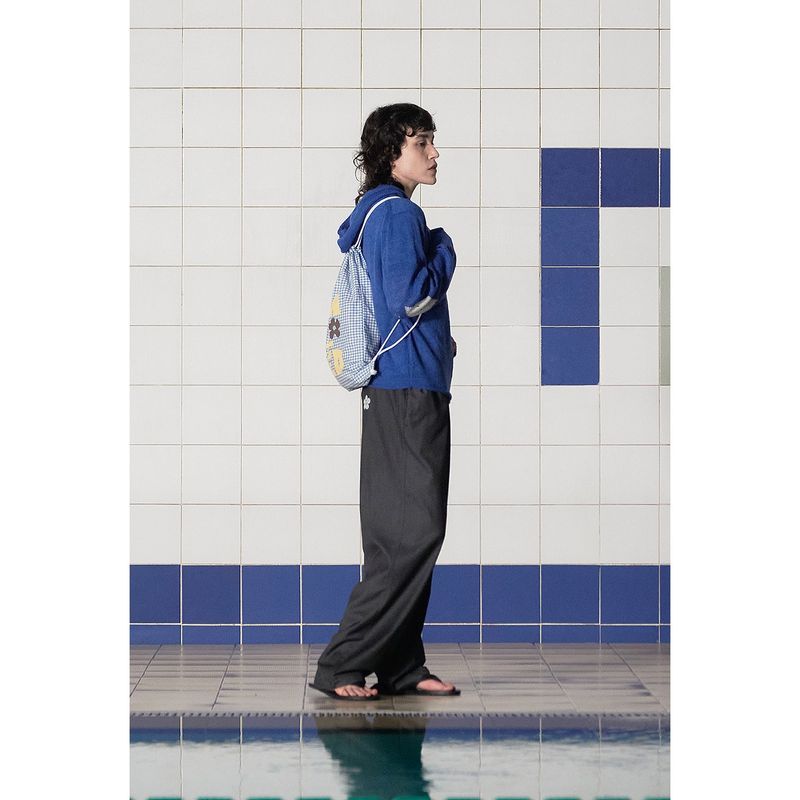 LOGO GINGHAM CHECK GYM SACK / BLUE