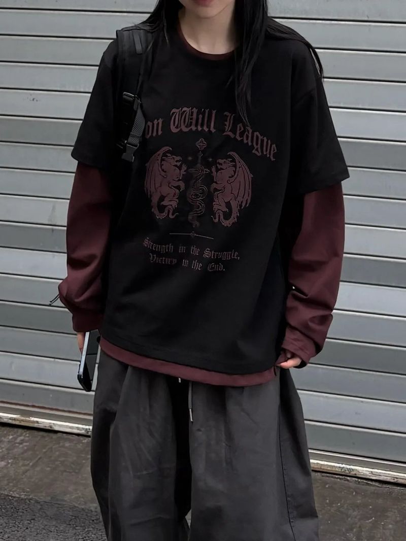 PEARCLAN（ペアクラン）の「ガーゴイルカラーブロックレイヤードロングスリーブTシャツ（トップス）」