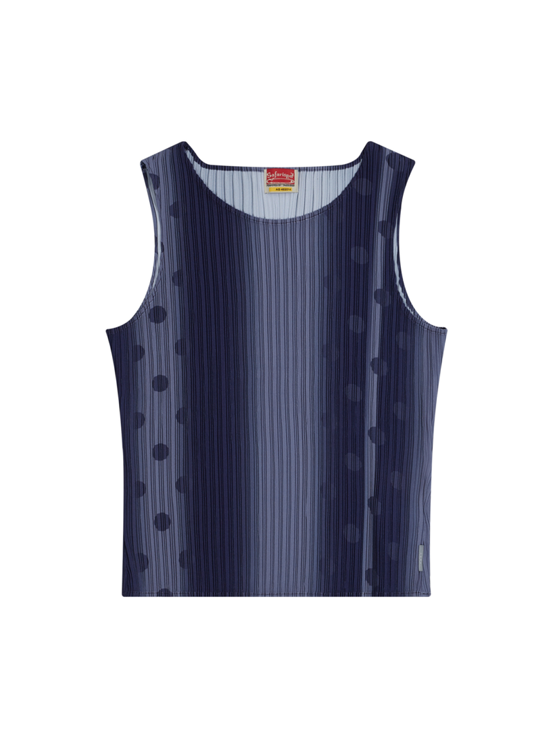 safarispot（サファリスポット）の「1/2 S クレフドットプリーツノースリーブ (NAVY)（トップス）」