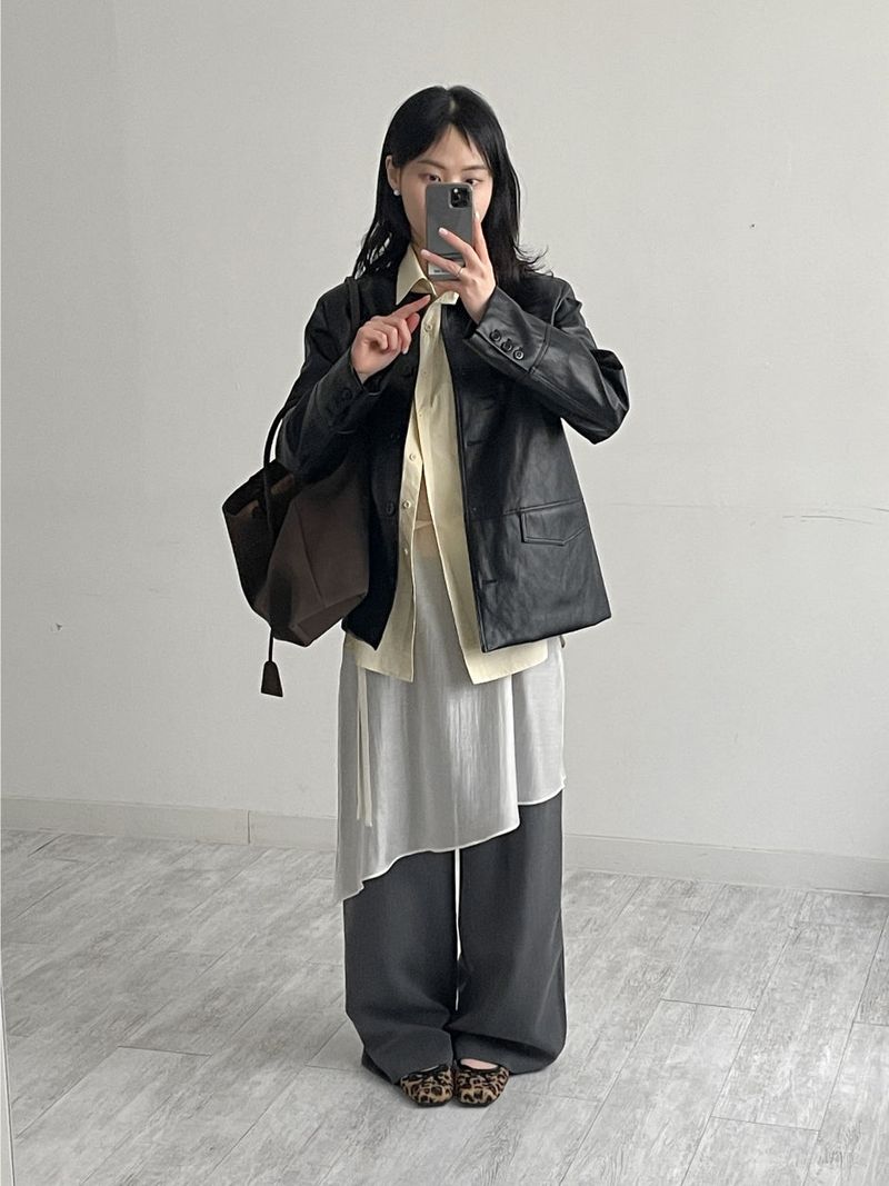 Hunt No Collar Loose Fit Leather Jacket