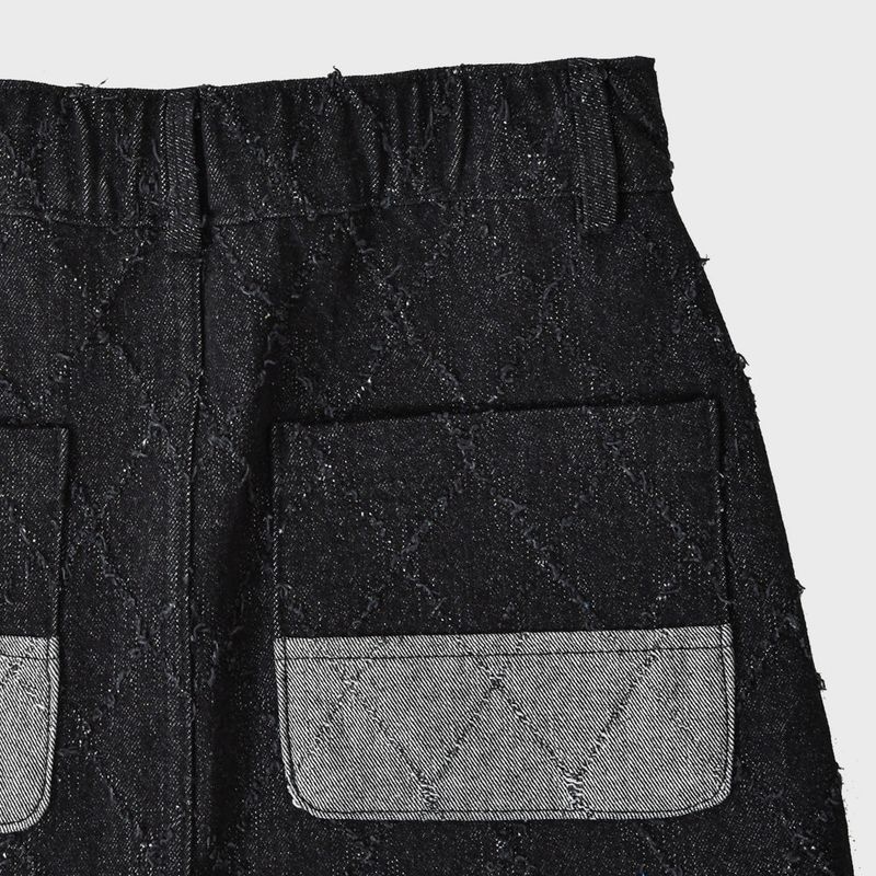 FENCE SWING DENIM MINI SKIRT (BLACK)