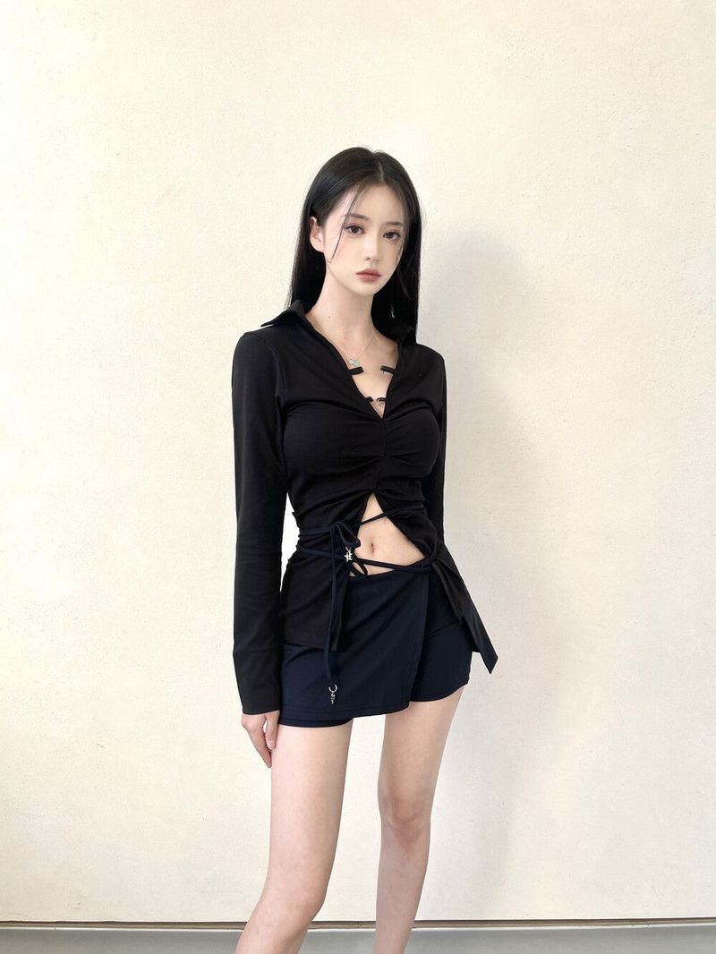 1047. Double hook shirring slit sh (2color)