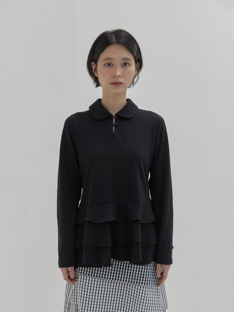 PEEVES PEEVES（ピーブズ ピーブズ）の「ラフレッドロングスリーブトップ (Black)（トップス）」