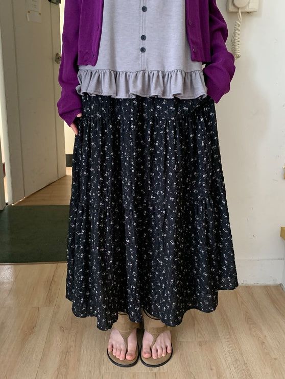 BAON（バオン）の「Honil Flower Shirring Banding Long Skirt（Skirts）」