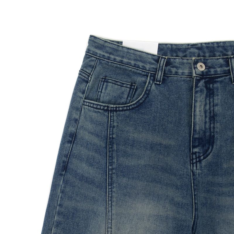 Sleek Curved Denim Pants (2 Colors)