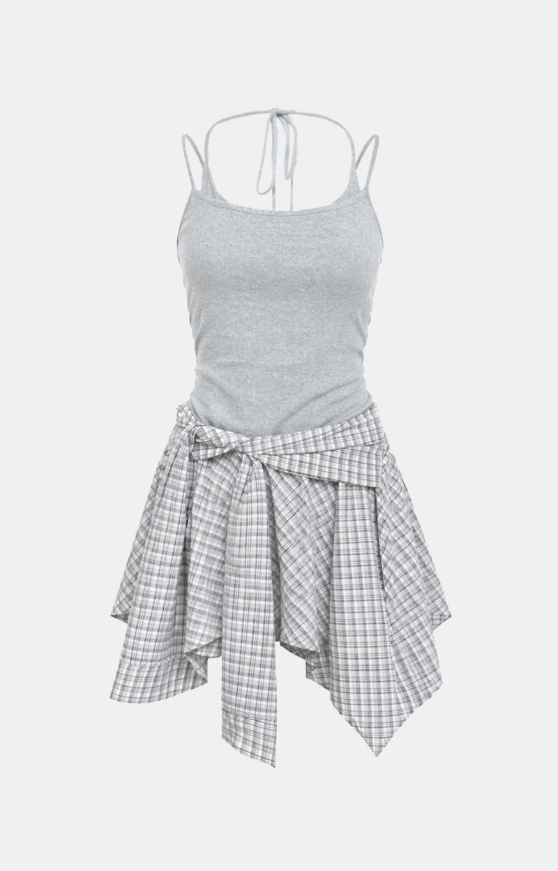 Aven Slim Sleeveless Check Wrap Dress