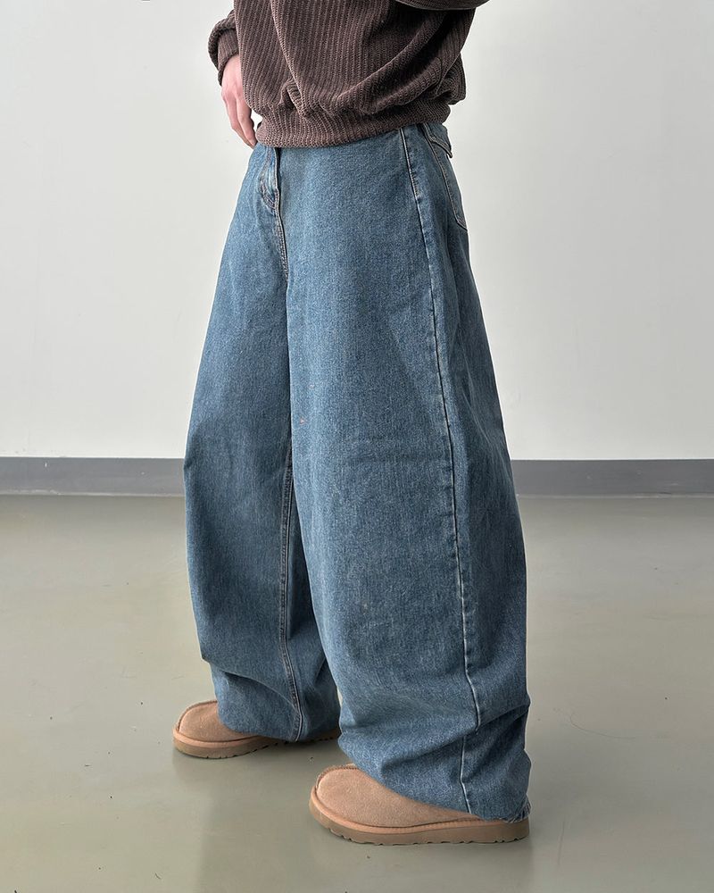 Mauve Back Pocket Wide Denim