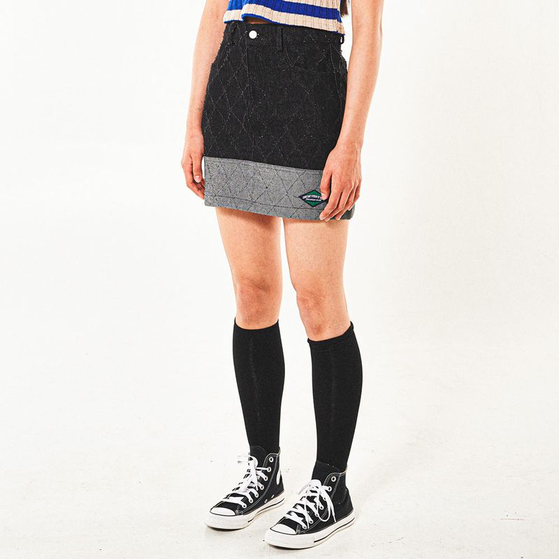 FENCE SWING DENIM MINI SKIRT (BLACK)