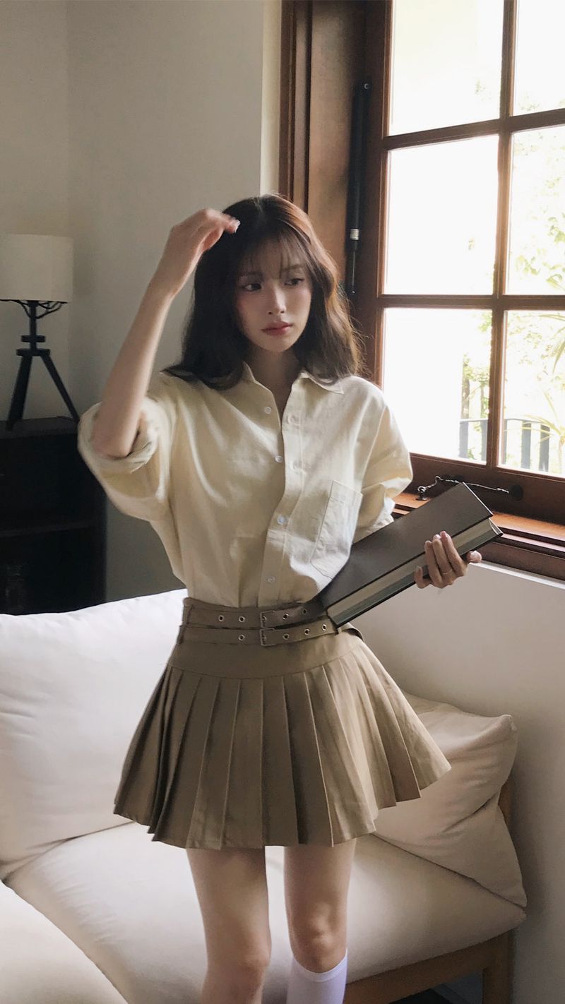 hatomi two-belt pleats SK