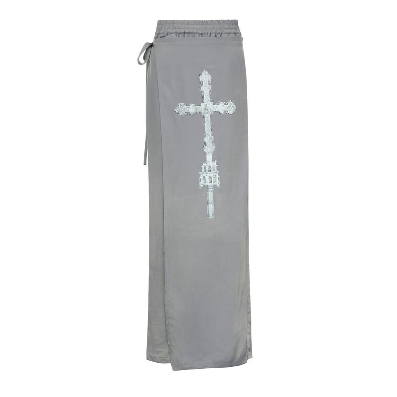 1 0 cross wrap skirt pants - GREY