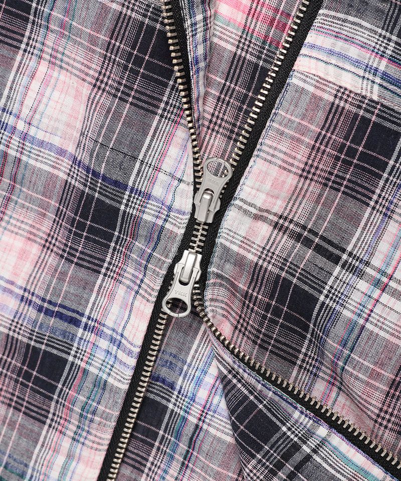 HOODED CHECK WIND BREAKER PINK(CV2FSUB962A)