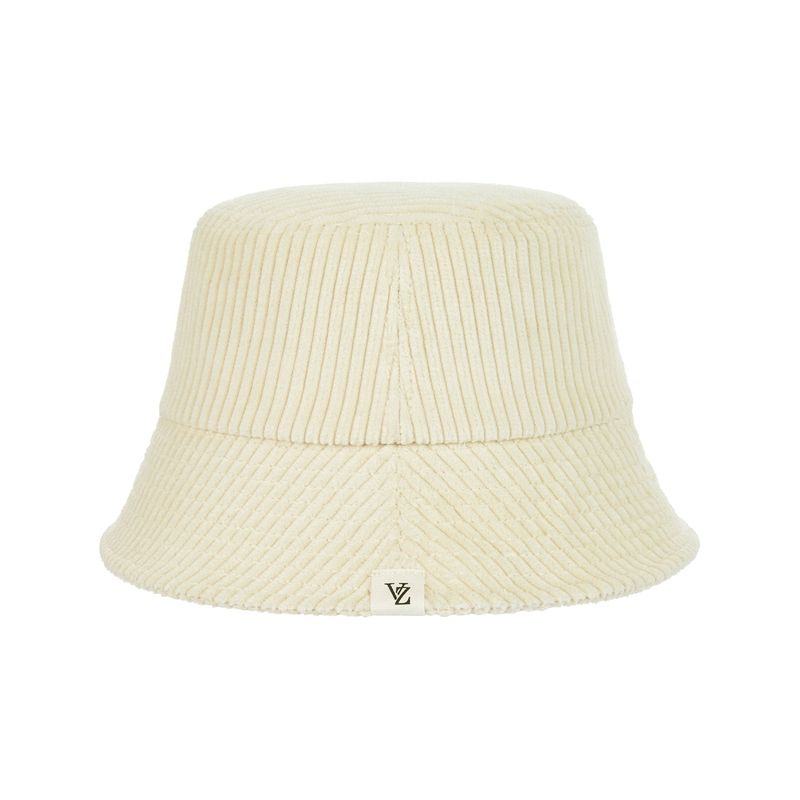 Wide Corduroy Label Bucket Hat Cream