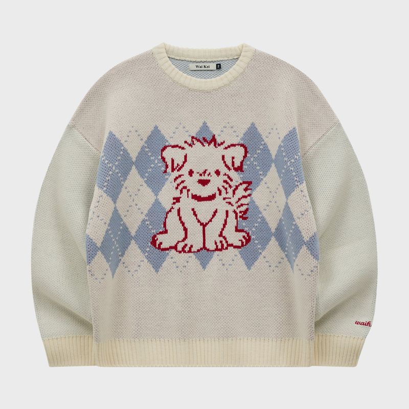Drawing Puppy アーガイルニット