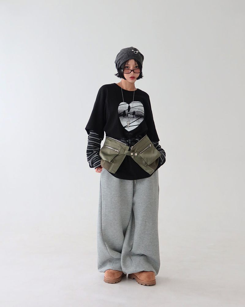 ST Short-Sleeved Layered Sweatshirt