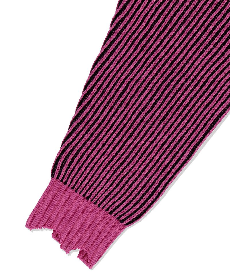 CUTTING CONTRAST HALF ZIP-UP KNIT