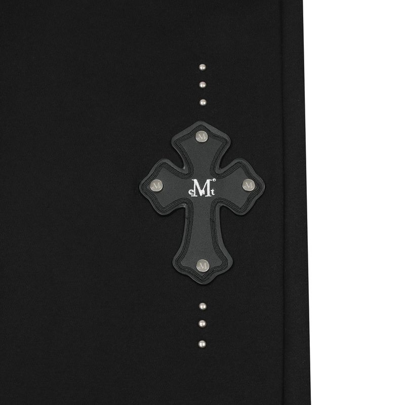 MOEN CROSS LEATHER PATCH SWEAT PANTS UNISEX (2Color)