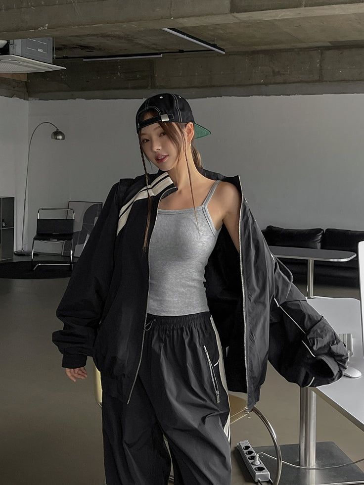 Stung Leather Track Balloon Zip-Up