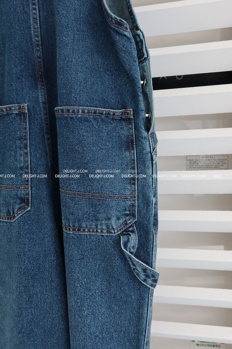 punted dark jeans overalls