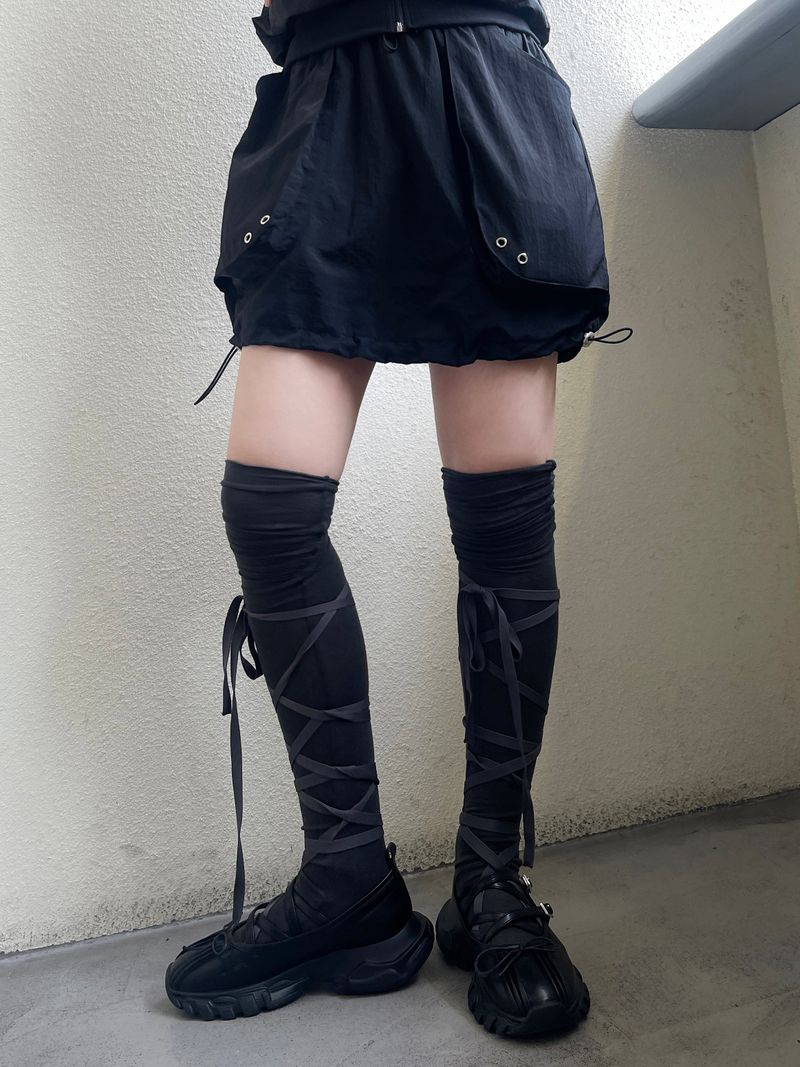 Ribbon long knee socks