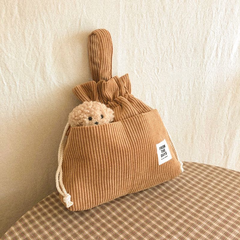 【MADE】Corduroy Pouch Bag - Camel