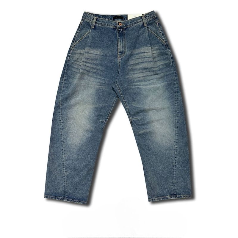 Curved Out Denim Pants (2 Colors)
