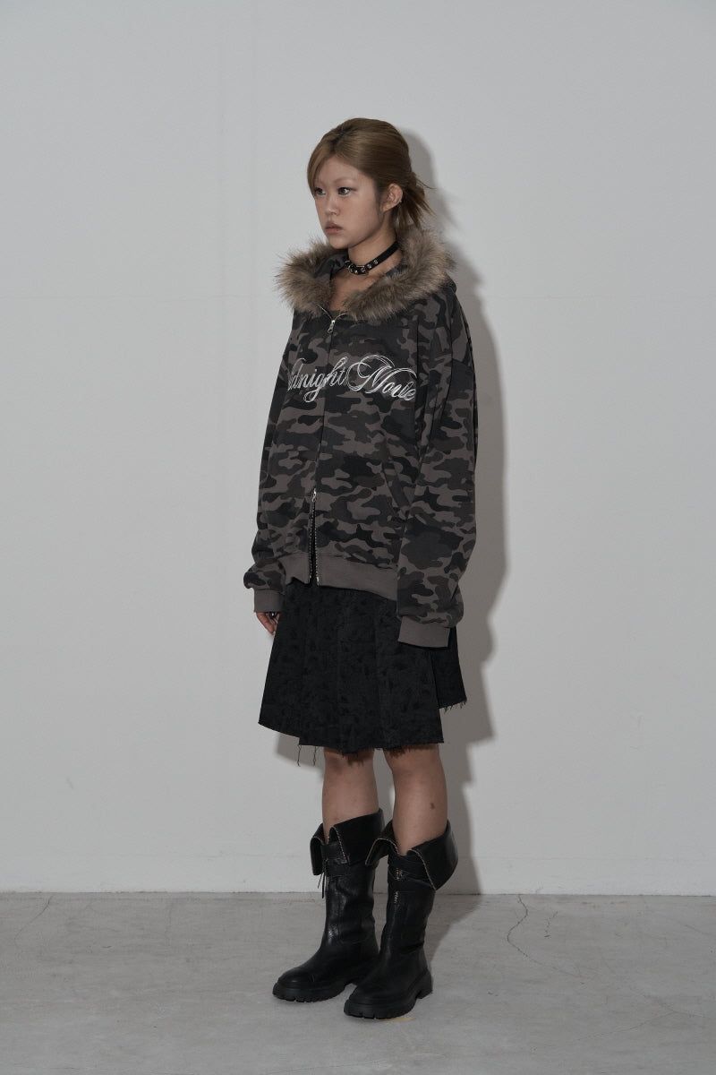 camo hair zip up (dark grey)