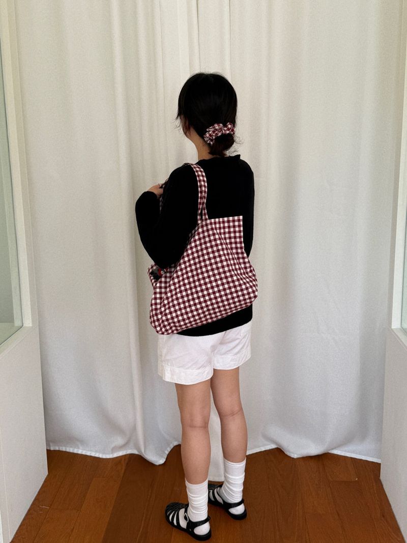 sloppipie（スロッピパイ）の「【MADE】デイリーギンガムチェックエコバッグ [プラム]（バッグ）」