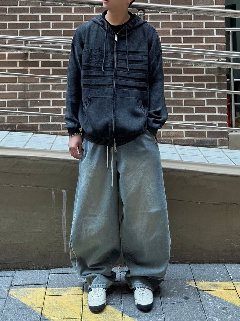 denim piping balloon pants