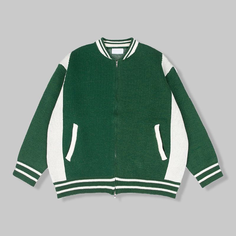 Noire Varsity Knit Zip-Up