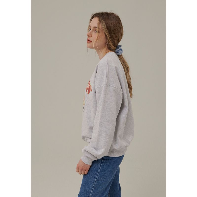 PEACHES DRAWING SWEATSHIRT_WHITE MELANGE
