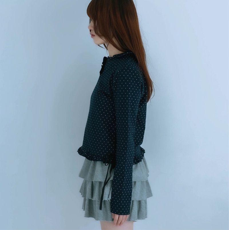 dot frill tee (navy)