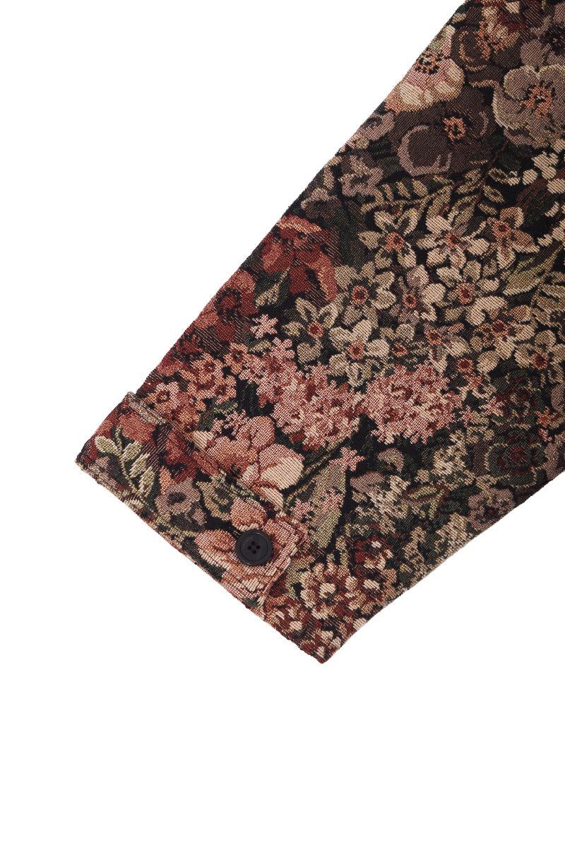 Flower Jacquard Half Jacket (wine)