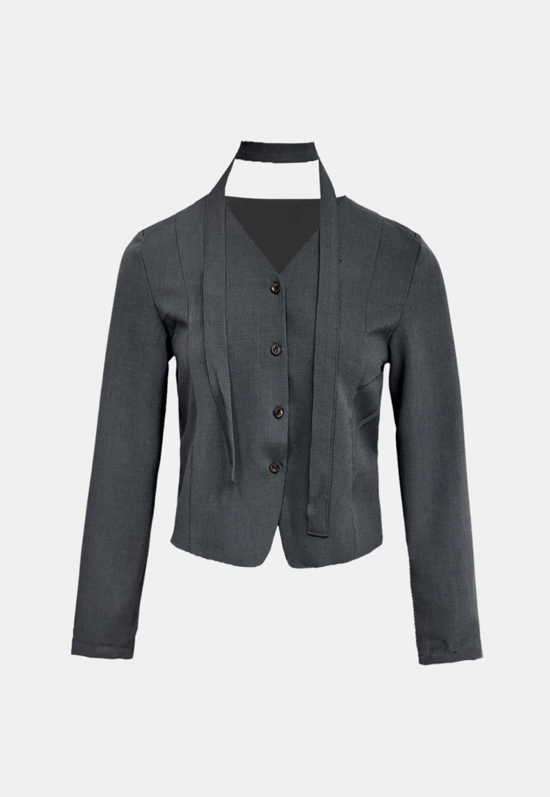 Modern V-neck Muffler Jacket